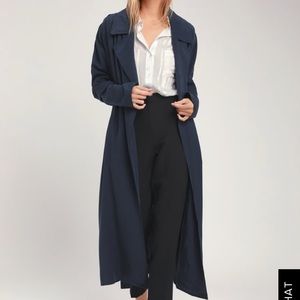 Belted navy trench